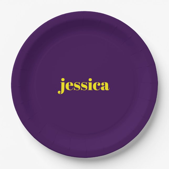 Color block minimalist custom name  paper plate (Front)