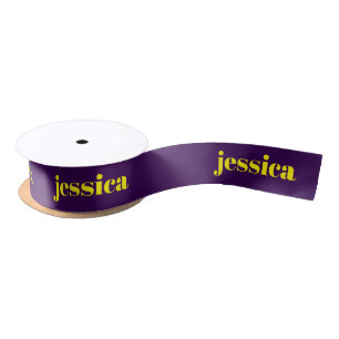 Color block minimalist custom name satin ribbon
