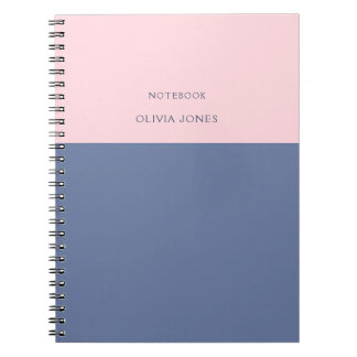 Color Block Name Gray Pink Notebook