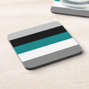 Color Block Teal Blue Gray Black Coaster