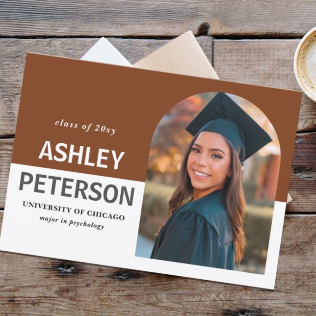 Color Block Terracotta Arch Photo Graduation Invitation (Creator Uploaded)