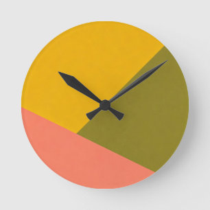 Color Blocked Asymmetrical Geometric Composition Round Clock