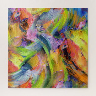 Color Brushstrokes in Yellow Jigsaw Puzzle