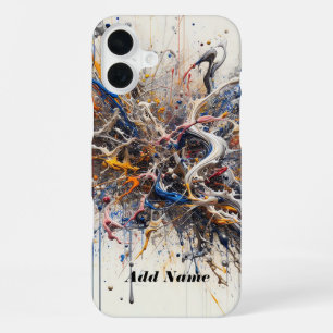 Color Burst Abstract Art – Energetic Paint Splash iPhone 16 Plus Case