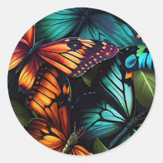 Color Burst – Butterflies in Motion Classic Round Sticker