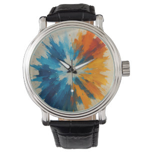 Color Burst Clock – Abstract Art Timepiece in Blue Watch