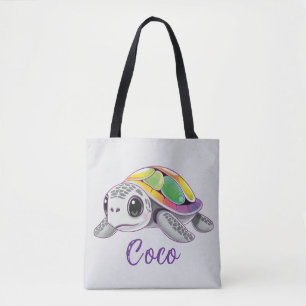 Color Burst Sea Turtle Tote Bag