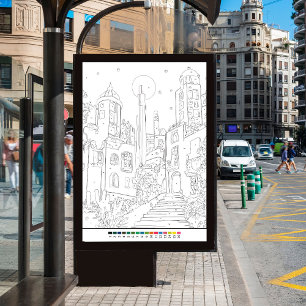 color by number nature spring landscape poster