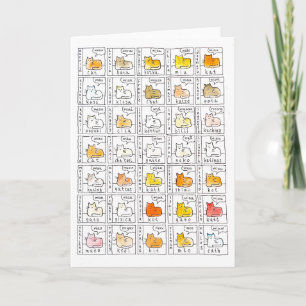 Color Cats Learn Meow Several Various Languages Card
