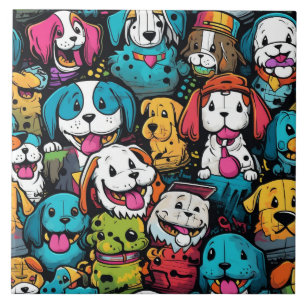 Color dogs background ceramic tile