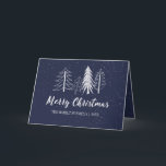 Color Editable Snowy Chalk Trees Non-Photo Holiday Card<br><div class="desc">Color editable background with hand drawn chalk winter trees and snow,  "Merry Christmas" script in white,  folded greeting card.</div>