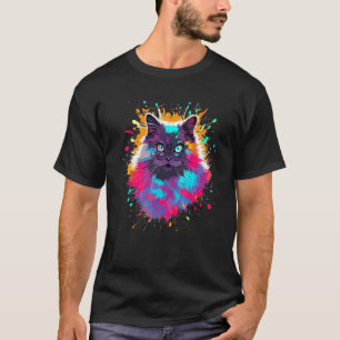 Color Explosion Nebelung Cute and Colorful Cat T-Shirt