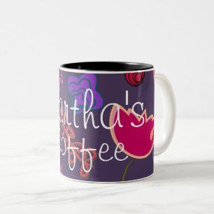 Color flowers 80s eighties style line Two-Tone coffee mug