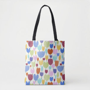 Color flowers tote bag