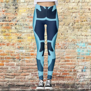 Color Fun Blue Collage Pattern Leggings