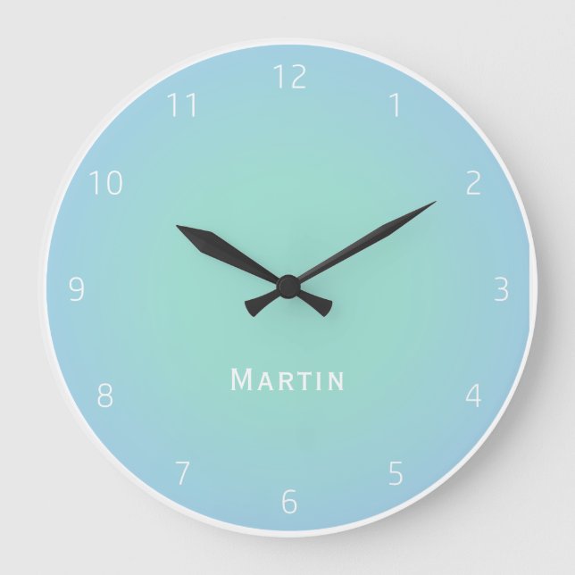 color gradient NCS Turquoise / Light Blue Large Clock (Front)
