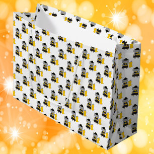 Color Guard Cat Kawaii Black and Yellow Large Gift Bag