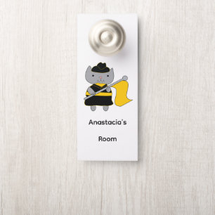 Color Guard Gray Cat Black Yellow Personalize Door Hanger