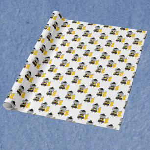 Color Guard Kawaii Cat Black and Yellow Wrapping Paper