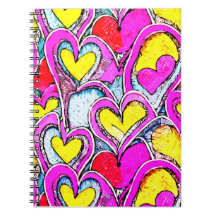 Color Heart Shapes in Art Mosaic  Notebook