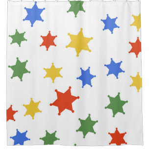 Color Hexagram sheriff icon isolated seamless patt Shower Curtain