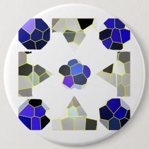 Color Illustration Fancy shapes, Gray and Blue 6 Cm Round Badge