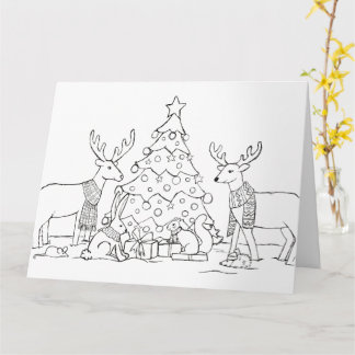 Color in Animal Christmas Card