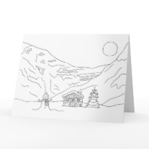 Color in Christmas Landscape Card