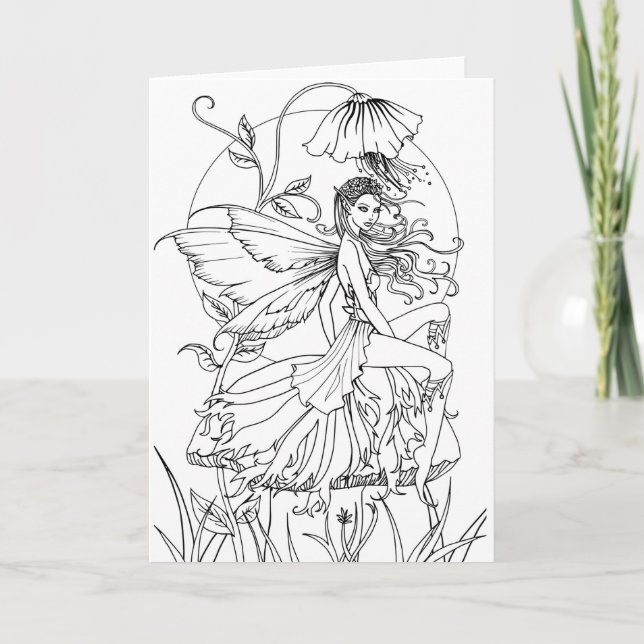 Color it Yourself Flower Fairy Art Card (Front)