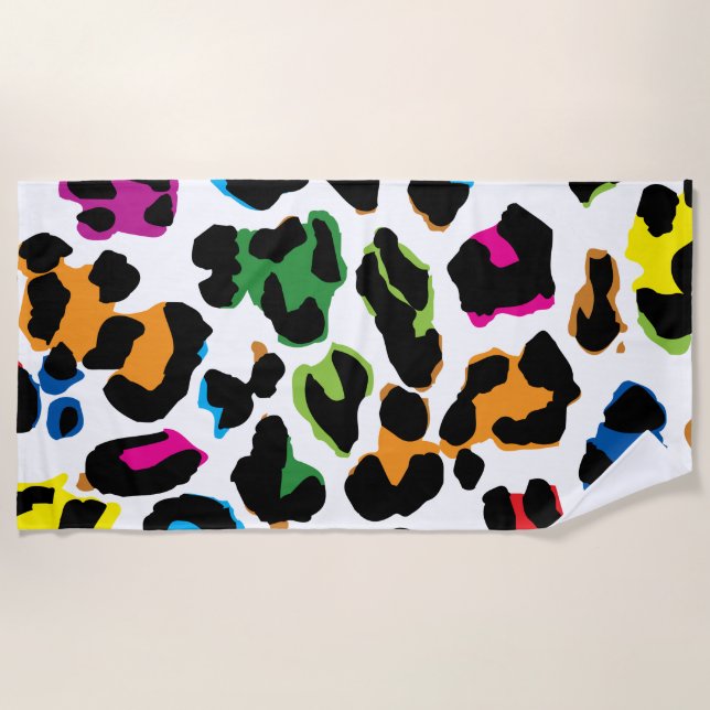 Color Lipid Print, Animal Print Cartridge. Beach Towel (Front)
