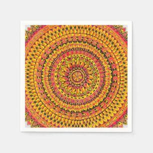 Color Orange Mandala Original Art Napkin