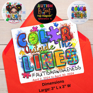 "Color Outside The Lines"-Autism Awareness Square Sticker