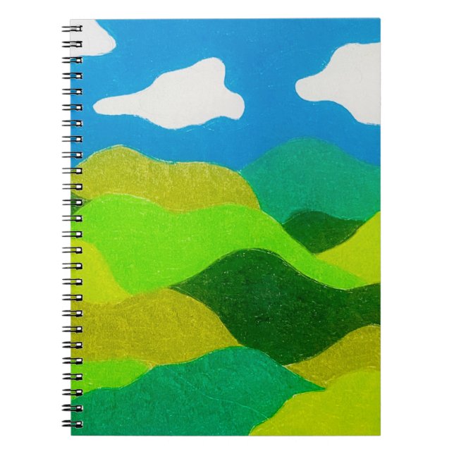 Color Pencil Abstract Landscape Blue Sky Notebook (Front)