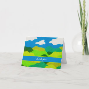 Color Pencil Abstract Landscape Thank You Folded Note Card