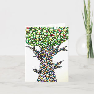Color Pencil Bubbles Tree Drawing Art Folded Note Card