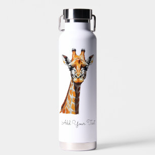 Color Pencil Giraffe Sketch – Artistic Hand-Drawn Water Bottle
