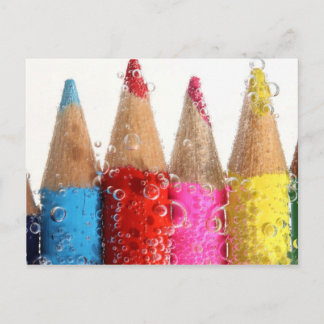 Color Pencil in Soda Water Postcard