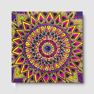 Color Pencil Purple Yellow Hand Drawn Mandala Guest Book