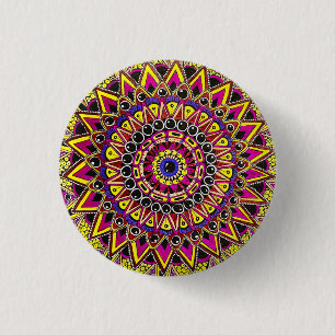 Color Pencil Purple Yellow Mandala 3 Cm Round Badge
