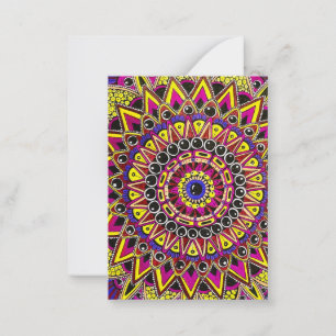 Color Pencil Purple Yellow Mandala Card