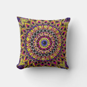 Color Pencil Purple Yellow Mandala Cushion