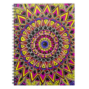 Color Pencil Purple Yellow Mandala Greeting Card Notebook