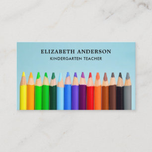 Color Pencils Colorful Kindergarten Teacher Business Card
