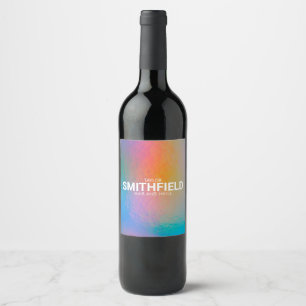 Color Shift Neon Light Holographic Trendy Wine Label