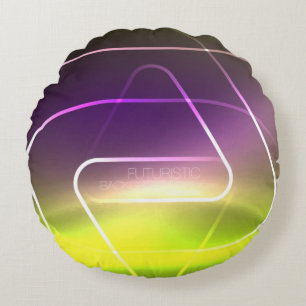 Color shiny neon lights background with abstract l round cushion
