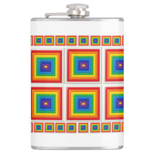 Color Spectrum 3D Square Hip Flask