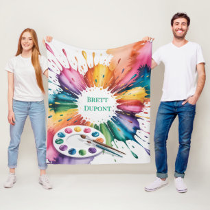 Color Splash Art Birthday Bash Gift Fleece Blanket