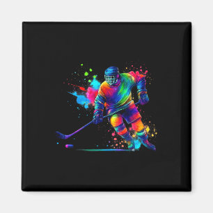 Color Splash Hockey Player Outfit For Ice Sports L Magnet