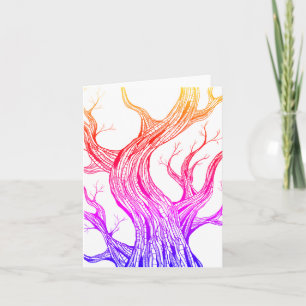 Color Spooky Abstract Tree Pen Drawing Folded Note Card