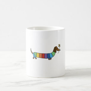 Color stroke cute rainbow dog coffee mug